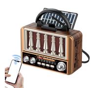 Radio Vintage - Enceinte AM/FM Rechargeable USB | Radio de Bureau sans Fil Alimentée par Solaire - pour Bureau Intérieur Table De Chevet Comptoir Jardin Camping Randonnée Adultes Personnes