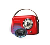 Radio Vintage portable Ledwood ALMA, FM, Bluetooth 5.3 Entrée USB, Puissance 30W Batterie 1500mAh - Retro Vintage Rouge OVNI LED