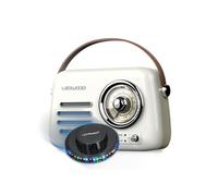 Radio Vintage portable Ledwood ALMA, FM, Bluetooth 5.3 Entrée USB, Puissance 30W Batterie 1500mAh - Retro Vintage Blanc OVNI LED Blanc G