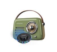 Radio Vintage portable Ledwood ALMA, FM, Bluetooth Entrée USB, Puissance 30W Batterie 1500mAh, Retro Vintage Vert Olive OVNI LED