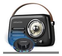 Radio Vintage portable Ledwood ALMA, FM, Bluetooth 5.3 Entrée USB, Puissance 30W, Batterie 1500mAh - Retro Vintage Noir OVNI LED Noir