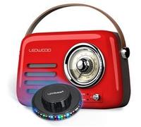 Radio Vintage portable Ledwood ALMA, FM, Bluetooth 5.3 Entrée USB, Puissance 30W Batterie 1500mAh - Retro Vintage Rouge OVNI LED