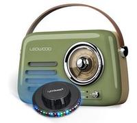 Radio Vintage portable Ledwood ALMA, FM, Bluetooth Entrée USB, Puissance 30W Batterie 1500mAh, Retro Vintage Vert Olive OVNI LED