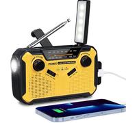 Radio Vintage Portable - PRUNUS J-369 - AM/FM - Manivelle Solaire - Jaune