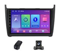 Radio Voiture pour Volkswagen Polo 5 2008-2020- Radio Android 9 Pouces avec sans Fil Carplay et Android Auto Navigation GPS Commande au Volant-Processeur DSP+ Caméra de Recul(C10)