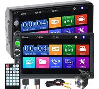Radio Voiture Tactile 7"" Avec Carplay, 7 Couleurs De Rétroéclairage, Appareil Photo Inclus, Bluetooth, 1080P, Emplacement Pour Carte Tf Et Port Usb 2.0, Ip69, Écran Tactile, Aux, Pilote, Hor[Z1022]