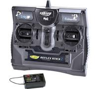 Carson 500501006 FS Reflex Stick II 2,4 GHz - Système de télécommande à 6 canaux, télécommande avec récepteur pour modèles réduits de véhicules tels Que Voitures et Bateaux RC, Noir