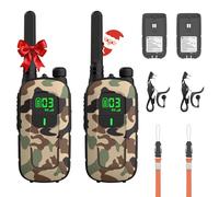 Radioddity PR-T3 Talkie Walkie, Rechargeable Takie-Walkie Longue Portée, 16 Canaux avec VOX, Lampe Torche, Casque, Chargement USB pour Camping, randonnée, 2 Packs