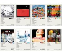 Radiohead Lot de 8 couvertures d'album de musique sur toile sans cadre 30 x 45 cm