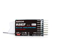Radiolink R8EF Récepteur RC 2,4 GHz SBUS/PPM/PWM 8 canaux Grande portée jusqu'à 2000 m pour Avion Compatible avec RC6GS V3/RC4GS V3/T8FB/T8S/RC8X/T16D/T12D