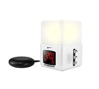 Radioréveil avec Alarme Puissante et Coussin Vibrant - Le Wake 'N' Shake Light de Geemarc Simulera un Lever de Soleil pour vous Réveiller en Douceur - Pour les Malentendants et Gros Dormeurs