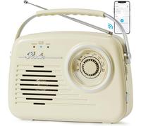 Radios Am Fm Portables, Alimentées Par Piles Et À Brancher Au Mur Pour La Maison/Extérieur/La Cuisine, Radio Rétro Vintage Avec Bluetooth, Grand Cadran Facile À Utiliser (Beige)