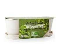 Radis et Capucine Jardinière bambou aromates bio basilic, persil, ciboulette