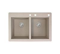 Radius 83,8 x 55,9 cm Drop-In Granite double Bol évier de cuisine Finition : Cafe Latte