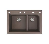 Radius 83,8 x 55,9 cm Drop-In Granite double Bol évier de cuisine Finition : Espresso, robinet Drillings : 5 trous