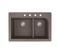Radius 83,8 x 55,9 cm Drop-In Granite double Bol évier de cuisine robinet Drillings : 4 trou, finition : Espresso
