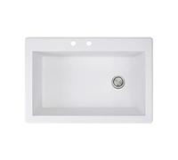 Radius 83,8 x 55,9 cm Drop-In Granite Unique Bol évier de cuisine Finition : Blanc, robinet Drillings : 2 trous