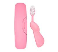 RADIUS Brosse à dents originale Big Brush sans BPA acceptée ADA - Main droite - Brosse rose avec étui rose