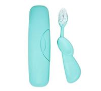 RADIUS Brosse à dents originale Big Brush sans BPA acceptée ADA - Main droite - Brosse vert menthe avec étui vert menthe