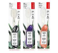 RADIUS Lot de 3 grandes brosses à dents avec tête de rechange pour main gauche - Couleurs assorties - Sans BPA et acceptées par ADA - Conçue pour nettoyer les dents et réduire le risque de maladie des
