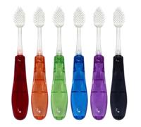 RADIUS Tour Travel Lot de 6 brosses et étui avec tête de brosse remplaçable ADA pour améliorer la santé des gencives - Couleurs assorties
