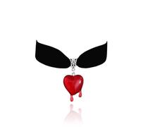 RadiVibe Accessoires de costume de reine Collier noir Ensemble de collier avec pendentif cœur rouge Collier Halloween Vampire Sang Thème Halloween Bijoux d'Halloween, Métal, Pas de gemme