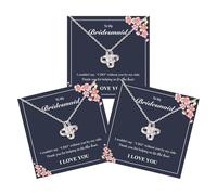 RadiVibe Lot de 2/4/6 colliers de demoiselle d'honneur pour femme avec nœud en strass, cadeaux de mariage, cadeau de demande en mariage, Alliage, Pas de gemme