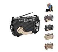 RadiVive Solar-Powered Radio, Portable Vintage Decor Radio，Portable Hands cranks radios Solar,Rechargeable Battery Operated, for Camping Outdoors Decor with LED Flashlight (Black)