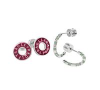 Radley Boucles d'oreilles en forme de donut et demi créoles en émail rubis plaqué argent pour femme
