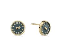 Radley Boucles d'oreilles rondes en forme de chien sautant en émail bleu 18 carats