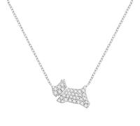 RADLEY Collier avec pendentif chien sautant en argent sterling et oxyde de zirconium transparent pour femme