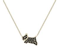 RADLEY Collier avec pendentif chien sautant en argent sterling plaqué or 18 carats et oxyde de zirconium noir