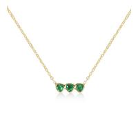 RADLEY Collier pour femme en argent sterling plaqué or 18 carats et triple cœur vert