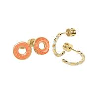 Radley Lot de 2 boucles d'oreilles donut et demi créoles en émail orange plaqué or 18 carats pour femme