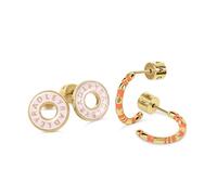 Radley Lot de 2 boucles d'oreilles donut et demi créoles en émail rose plaqué or 18 carats pour femme