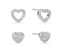 Radley Lot de 2 boucles d'oreilles en forme de cœur plaqué argent avec pierres transparentes