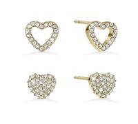 Radley Lot de 2 boucles d'oreilles en forme de cœur plaqué or 18 carats avec pierres transparentes