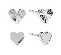 Radley Lot de 2 boucles d'oreilles plaquées argent avec cœur texturé