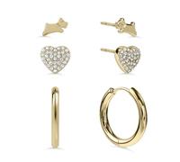 Radley Lot de 3 paires de boucles d'oreilles plaquées or 18 carats en forme de cœur, chien sautant et Huggie