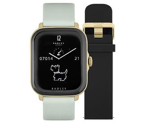 RADLEY RYS20-2126-SET Series 20 Montre connectée avec Bracelet Interchangeable en Silicone et Cuir d'eucalyptus Noir, Eucalyptus et Noir, Moderne
