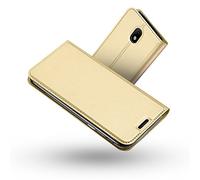 RADOO Coque Galaxy J7 2017,Ultra Mince en Cuir PU Premium Housse à Rabat Portefeuille Coque Étui de Protection Bumper Folio à Clapet avec [Fente pour Carte] pour Samsung Galaxy J7 2017 (Or)