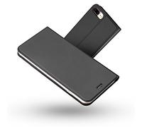 Radoo Coque iPhone 8 Plus/7 Plus, Ultra Mince en Cuir PU Premium Housse à Rabat Portefeuille Coque Étui de Protection Bumber Folio à Clapet pour Apple iPhone 8/7 Plus (Gris-Noir)