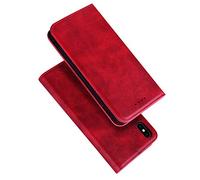Radoo Coque iPhone XS Max, Housse Portefeuille Cuir Synthétique Etui Protection avec [Béquille][Fentes pour Cartes][Fermoir Magnétique] pour Apple iPhone XS Max 6,5" (Rouge)