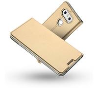 RADOO Coque LG G6,Ultra Mince en Cuir PU Premium Housse à Rabat Portefeuille Coque [Antichoc TPU] [Protection Complète] Étui de Bumper Folio à Clapet avec [Fermoir Magnétique] pour LG G6 (Or)