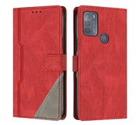 Radoo Coque pour Motorola Moto G50 4G, Housse Etui Portefeuille Cuir Multifonction, Fermeture Magnétique à Clapet Anti-Choc [Fonction Support] Flip Case Compatible avec Motorola Moto G50 4G (Rouge)