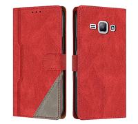 RADOO Coque pour Samsung Galaxy J1/J100 2015, Housse Etui Portefeuille Cuir Multifonction, Fermeture Magnétique à Clapet Anti-Choc Flip Case Compatible avec Samsung Galaxy J1/J100 2015 (Rouge)