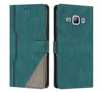 RADOO Coque pour Samsung Galaxy J1/J100 2015, Housse Etui Portefeuille Cuir Multifonction, Fermeture Magnétique à Clapet Anti-Choc Flip Case Compatible avec Samsung Galaxy J1/J100 2015 (Vert)