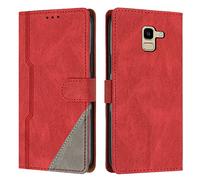 Radoo Coque pour Samsung Galaxy J6 2018, Housse Etui Portefeuille Cuir Multifonction, Fermeture Magnétique à Clapet [Fonction Support] Flip Case Compatible avec Samsung Galaxy J6 2018 (Rouge)