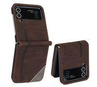 Radoo Coque pour Samsung Galaxy Z Flip 4, Housse Etui Cuir Multifonction, Fermeture Magnétique à Clapet Anti-Choc [Fonction Support] Flip Case Compatible avec Samsung Galaxy Z Flip 4 (Marron)