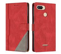 Radoo Coque pour Xiaomi Redmi 6 / 6A, Housse Etui Portefeuille Cuir Multifonction, Fermeture Magnétique à Clapet Anti-Choc [Fonction Support] Flip Case Compatible avec Xiaomi Redmi 6 / 6A (Rouge)